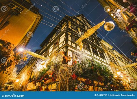 Christmas Decorations Near the Cathedral Strasbourg, France Editorial ...