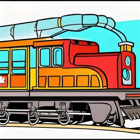 Fun Locomotive Cartoon for Coloring · Creative Fabrica