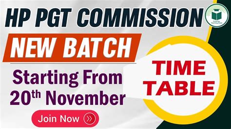 HP PGT Commission Time Table New Batch Starting From 20th