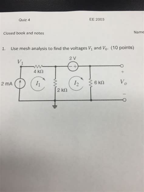 Solved Use Mesh Analysis To Find The Voltages V 1 And V 0 Chegg