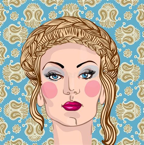 Vectorportret Van Een Mooie Blonde Vrouw Vector Illustratie