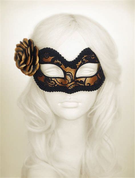 Gold And Black Lace Masquerade Mask Gold Venetian Mask Decorated With