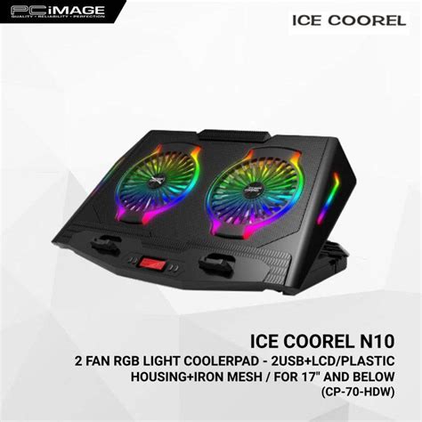 ICE COOREL N10 2 Fan RGB Light Coolerpad 2USB LCD Plastic Housing