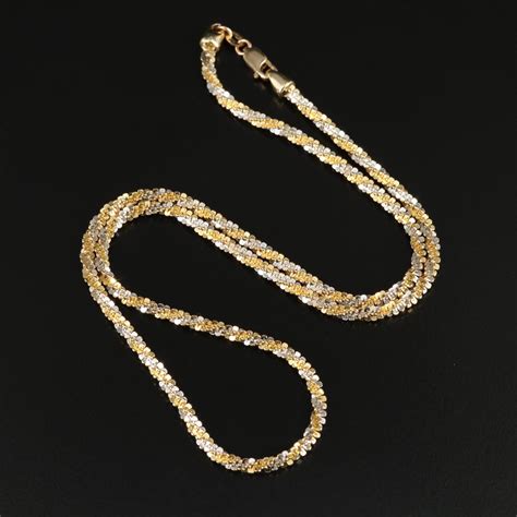 14k Two Tone Sparkle Chain Necklace Everything But The House