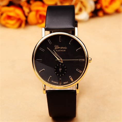 Geneva Mens Watches Womens Leather Stylish Dress Quartz Black Wrist Watch Box Ebay