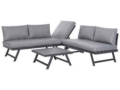 5 Seater Aluminium Garden Corner Sofa Set Grey Coccorino Uk