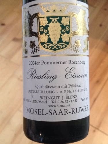 J Blenz Pommerner Rosenberg Riesling Eiswein Vivino US