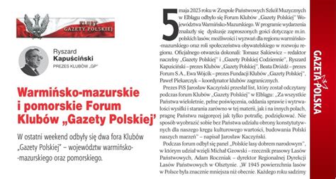 Kluby Gazety Polskiej Tydzie W Klubach Gazety Polskiej Warmi Sko