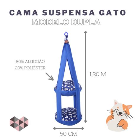 Cama Suspensa Para Gato Dupla Modelo Bolinha Azul Dona Da Casa Enxoval