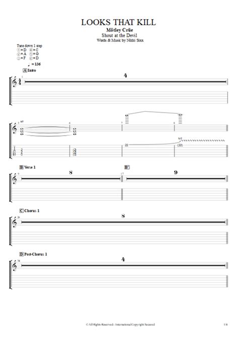 Looks That Kill Tab By M Tley Cr E Guitar Pro Guitar Bass