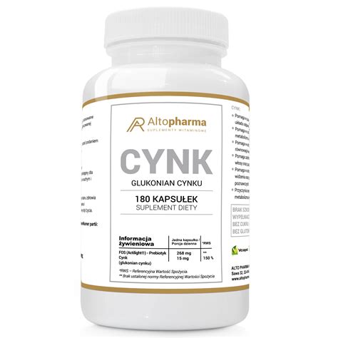 GLUKONIAN CYNKU CYNK 15mg PREBIOTYK PRODUKT WEGE 180 kapsułek