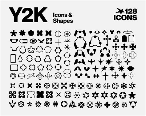 Y2k Icon Vector Pack 128 Unique Icons And Shapes Logo Design Apparel