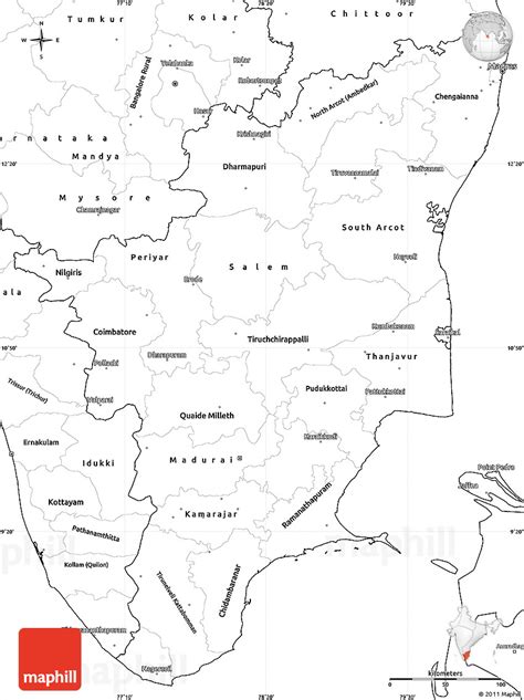 Blank Simple Map Of Tamil Nadu