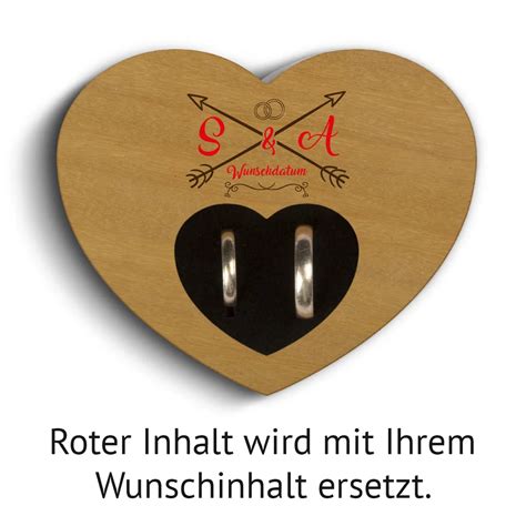 Hochzeit Herz Ringkissen Garapa Holz Liebespfeil Individuell