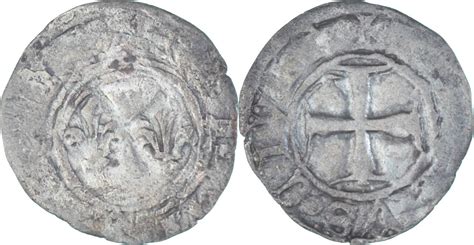 France Denier Tournois 1380 1422 Coin Charles VI 2nd Emission VF 20