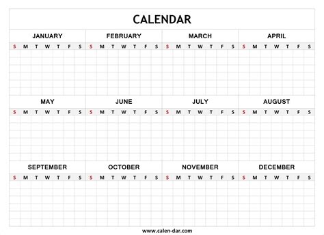 Blank Full Year Calendar Best Calendar Example - YearlyCalendars.net