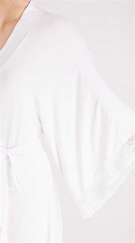 Eberjey White Kimono Robe Nightwear Bedtime Flirt