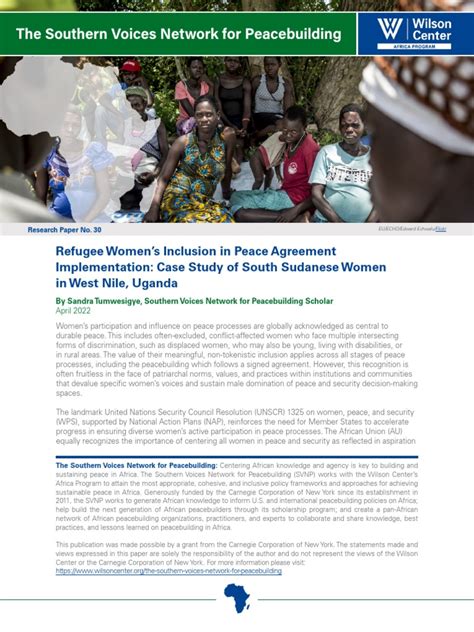 Refugee Womens Inclusion In Peace Agreement Implementation Case Study