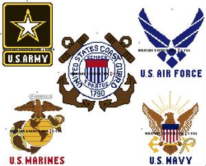 Five US Military Branches Logos PDF – Military XStitch Com