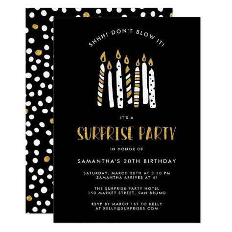 Don T Blow It Gold Glitter Surprise Birthday Party Invitation Zazzle