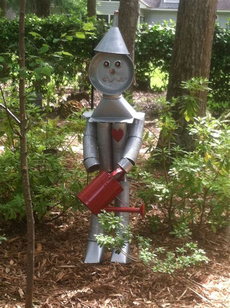 Tin Man Garden Art Tin Can Centerpieces Tin Can Art Tin Can Flowers