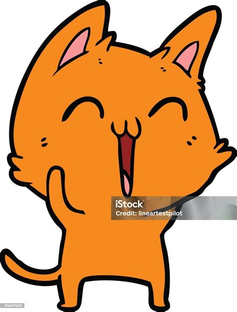 Happy Cartoon Cat Stock Illustration Download Image Now Animal Art