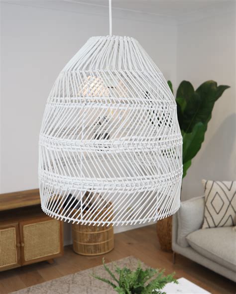 Resort White Rattan Pendant Light 46cm Haus Of Rattan