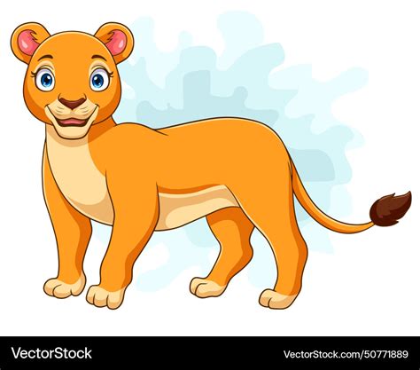 Cartoon happy female lion isolated on white Vector Image