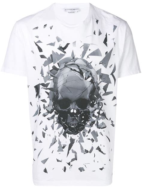 Alexander Mcqueen Cotton Graphic Skull Print T Shirt In White For Men