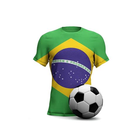 Camisa de futebol do brasil renderização em 3d da bandeira nacional