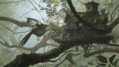 Hd Wallpaper Su Jian Illustration Artwork Forest Tree House