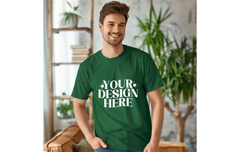 Gildan 5000 Tshirt Man Green Mockup 3 Graphic By Orange Club · Creative