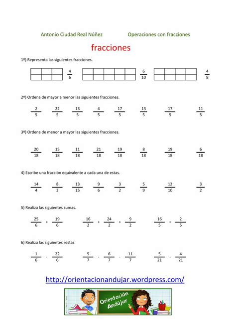 Pdf Fracciones Version Ordena De Menor A Mayor Las Siguientes