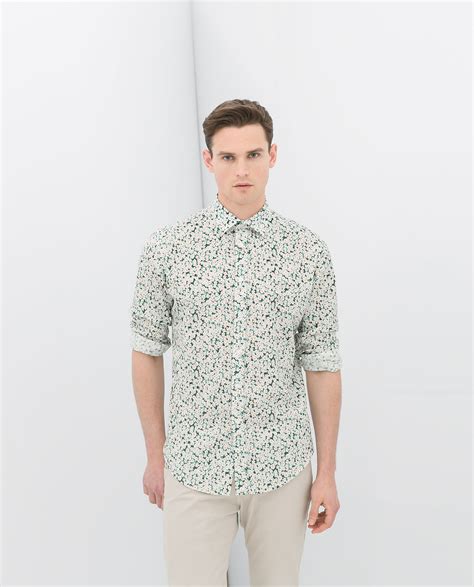 Zara Floral Print Shirt In Green For Men Lyst