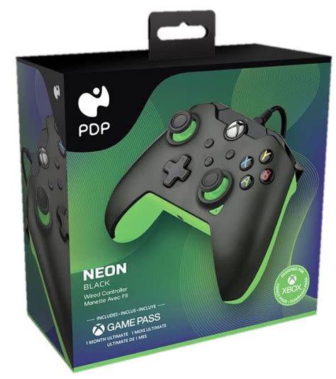 Pdp Wired Xbox Pc Mes Gamepass Xbox Neon Black