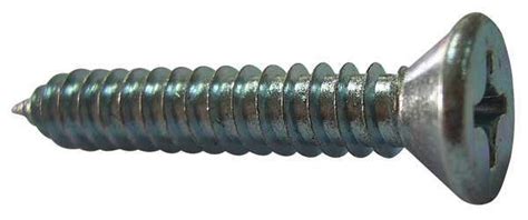 Zoro Select Sheet Metal Screw X In Zinc Plated Steel Flat Head