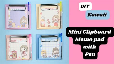 Diy Kawaii Mini Clipboard With Memo Pad And Pen Diy Mini Clipboard