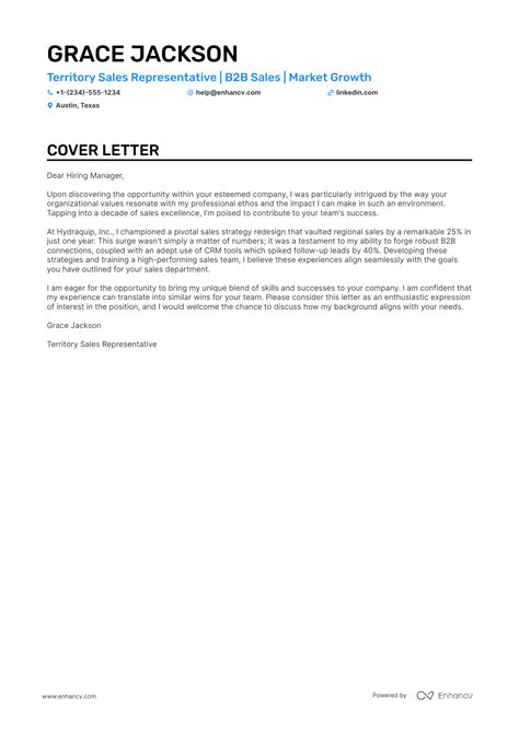 Professional Territory Sales Representative Cover Letter Examples And