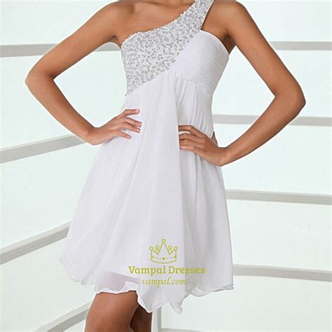 Buy White One Shoulder Cocktail Dresses White One Shoulder Short Dress