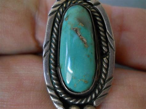 Native American Navajo Green Blue Turquoise Sterling Gem