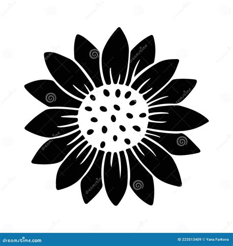 Sunflower Simple Icon Flower Silhouette Vector Illustration Stock