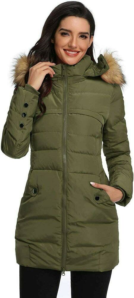 New Womens Green Hooded Thickened Long Jacket Winter Down Parka Puffer