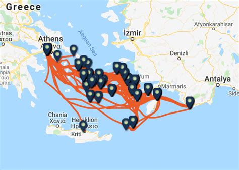 Greek Ferry Routes Map