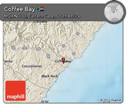 Free Shaded Relief Map of Coffee Bay