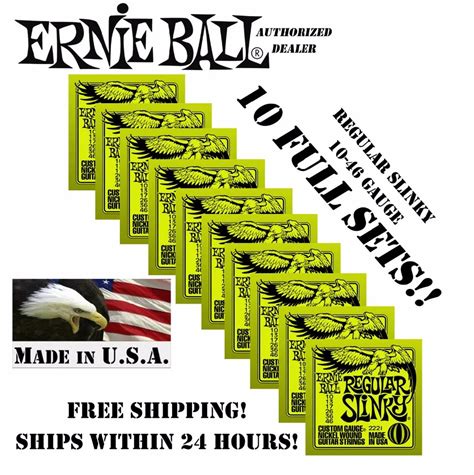 10 Pack Ernie Ball Regular Slinky 10 46 Electric Strings 2221 10 SETS