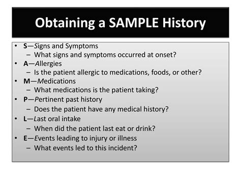 PPT Baseline Vital Signs And SAMPLE History PowerPoint Presentation