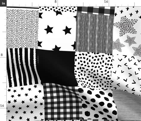 21" Black and White Whole Cloth / Fabric | Spoonflower