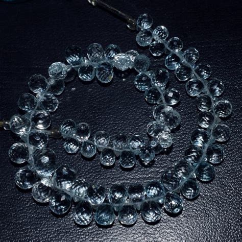 Natural White Blue Topaz Faceted Teardrop Beads Shyama Gems