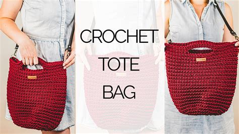 How To Crochet A Tote Bag Easy Crocheted Tote Bag Pattern Tutorial For Beginners Youtube