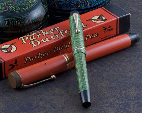 Parker Duofold Junior Uk Green And Black Herringbone Fountain Pen